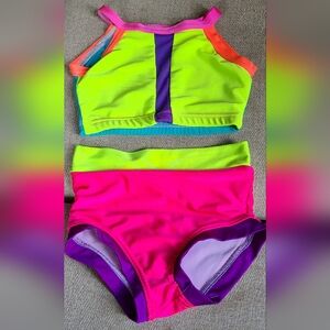 Lucy Lu Dancewear neon practice wear or convention set size 8